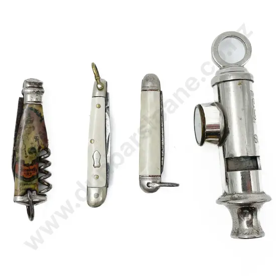 The Emca Boy Scouts Compass Whistle with Three Small Pocket Knives