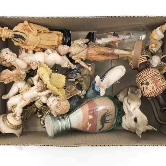 Small Box of Assorted Figures and Ornaments