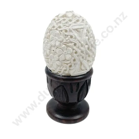 Carved Ivory Egg on Stand