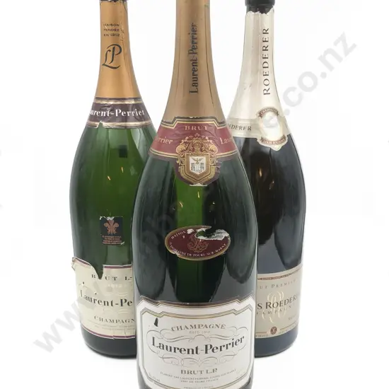 Three Large Decorative Champagne Bottles
