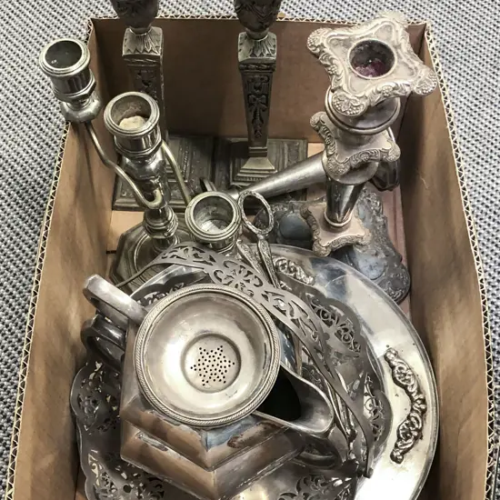 Box Of Assorted S/P Including Candlesticks