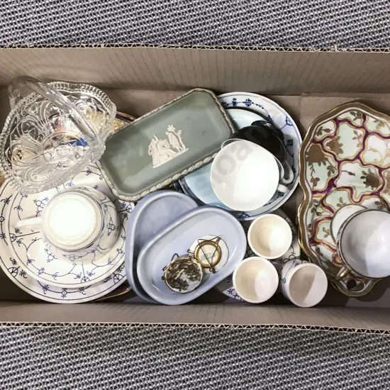 Box of Assorted China Including Wedgwood