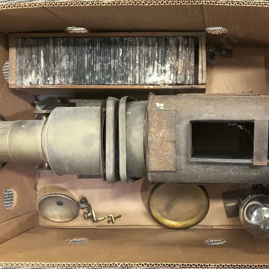 Vintage Magic Lantern Together with Glass Slides