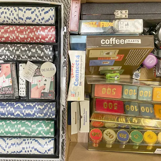 Box Including Poker Set and Various Card Games