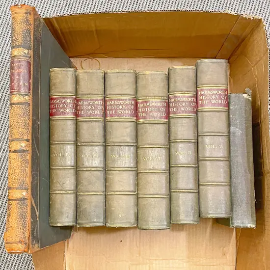 Box of Books Including Various Volumes of "Harmsworth History Of The World"