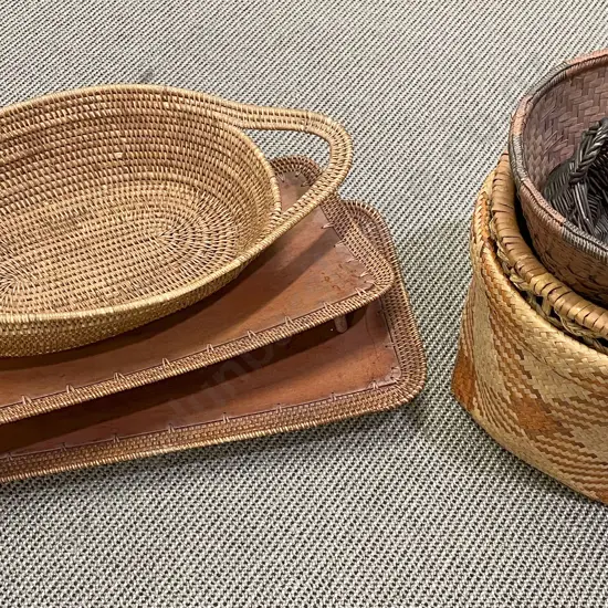 Qty of Assorted Woven Baskets etc