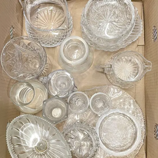 Box of Assorted Crystal and Glassware