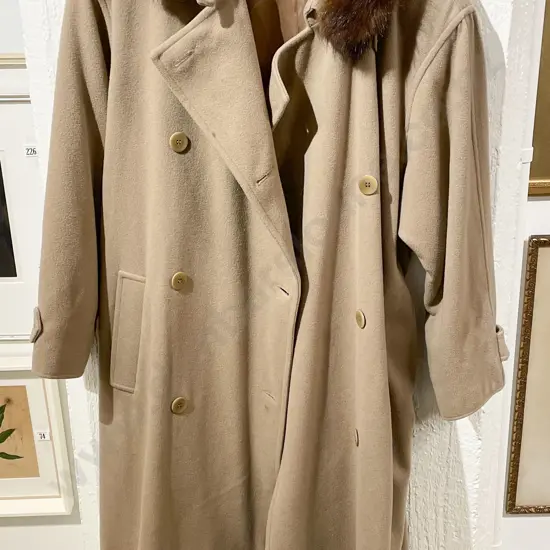 Camel Coat with Fur Collar