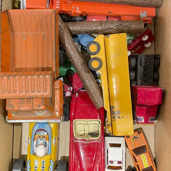 Box of Assorted Vintage Toy Cars
