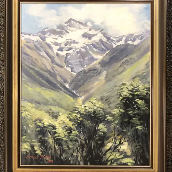 Ernest T Hill - Mt Rolleston - Oil on Board