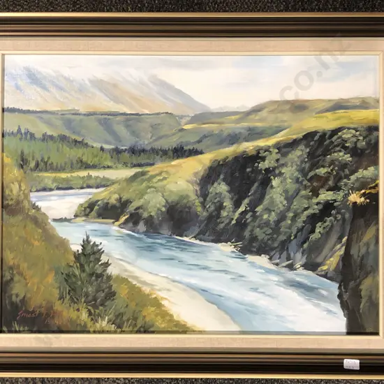 Ernest T Hill - Rakaia Gorge - Oil on Board