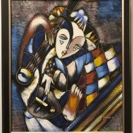 Framed Abstract Work On Canvas