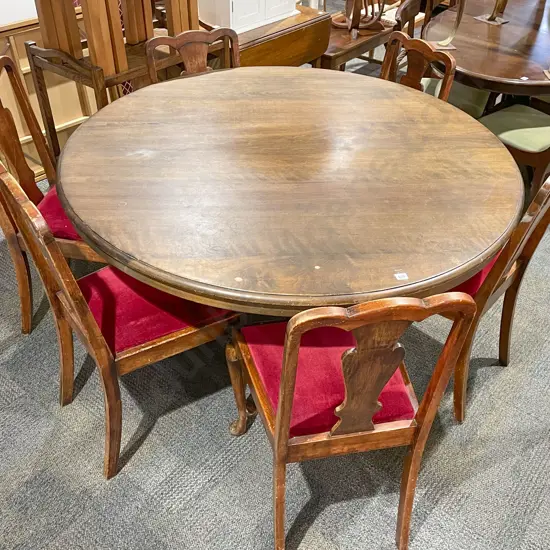 Circular Dining Table and Six Dining Chairs