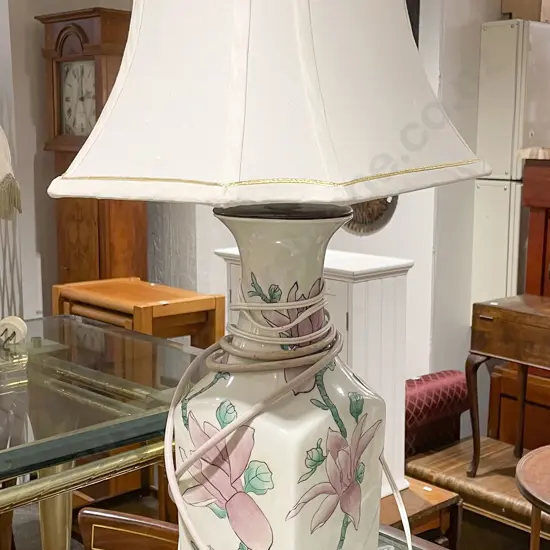 Floral Decorated Vase Form Lamp