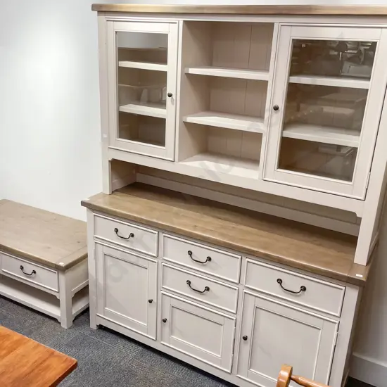 Modern Sideboard With Glazed Door Cabinet Top Together with Matching Coffee Table