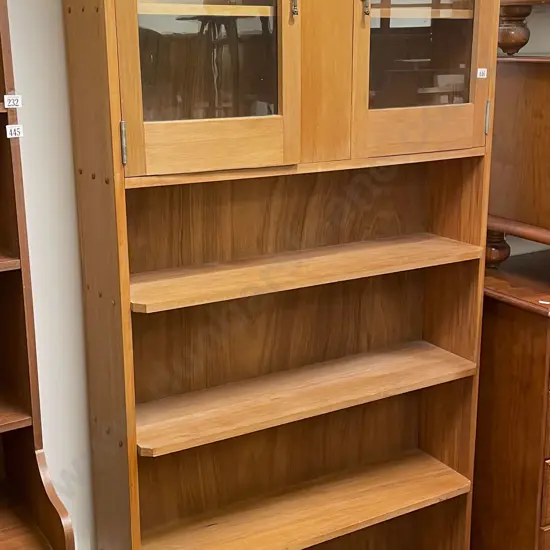 Rimu Bookcase with Two Glazed Doors