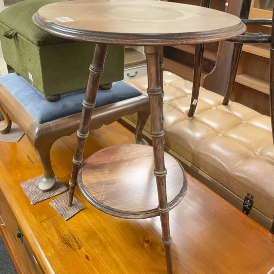Stained Bamboo Tripod Wine Table
