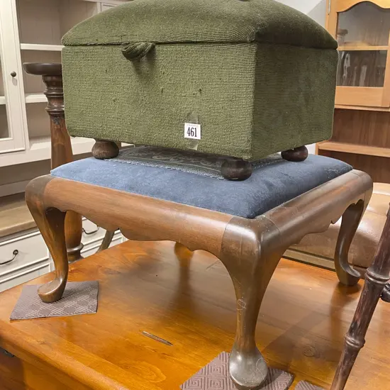 Tapestry Foot Stool and Upholstered Box