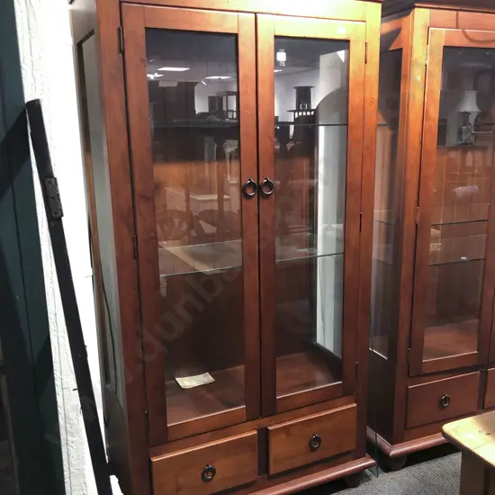Modern Glazed Door China Cabinet with Glass Shelves