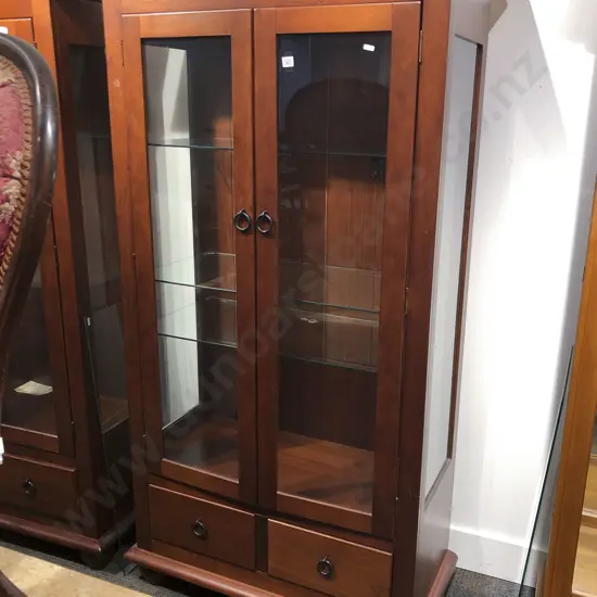 Modern Glazed Door China Cabinet with Glass Shelves