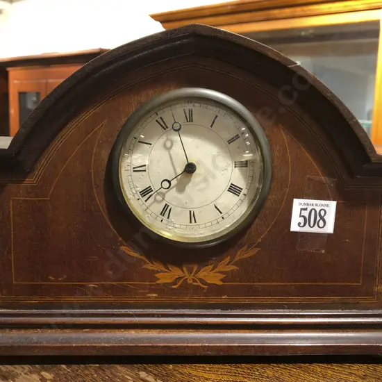 Small Inlaid Arch Top Mantle Clock
