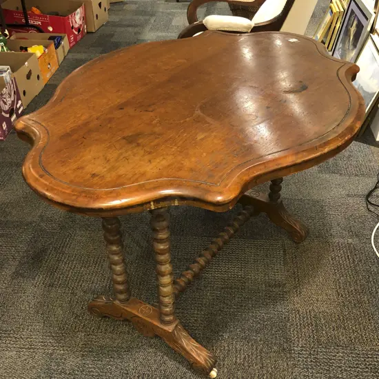 Colonial Kauri Centre Table with Twin Bobbin Turn Supports