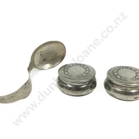Pair of S/S Vanity Pots Together with S/S Spoon