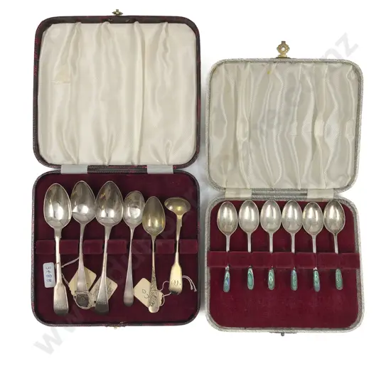 Cased Set of Six Paua and S/S Teaspoons Together with Six other Assorted S/S Spoons