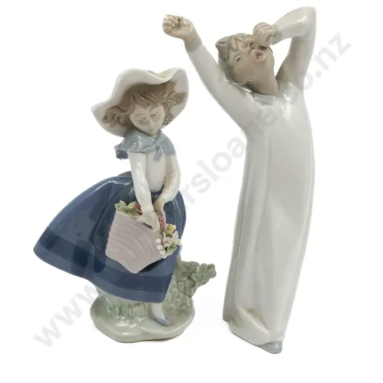 Two Lladro Figures Young Boy & Girl (a/f)