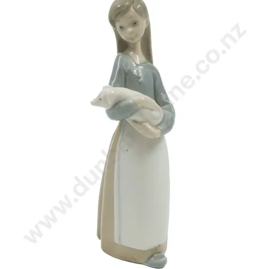 Lladro Figure of Young Girl with Piglet