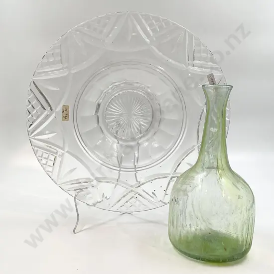 Victorian Glass Bottle and Pressed Glass Platter