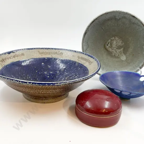 Four Pieces of Assorted Pottery Including Salt Glazed Fruit Bowl