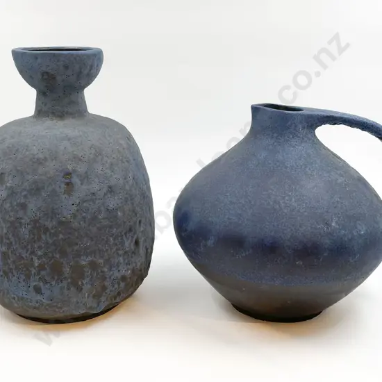 German Blue Pottery Vase and Jug