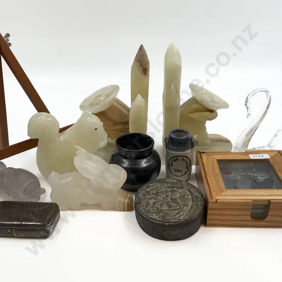 Qty of Assorted Including Alabaster Bookends