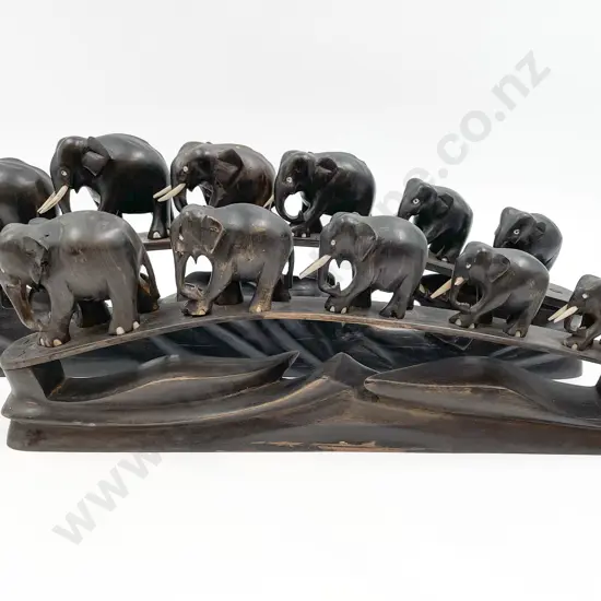 Two Ebonized Elephant Bridges (missing tusks)