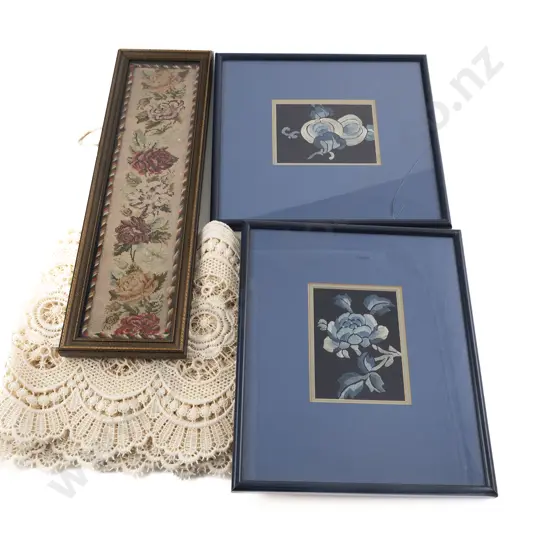 Two Framed Chinese Floral Silk Embroideries