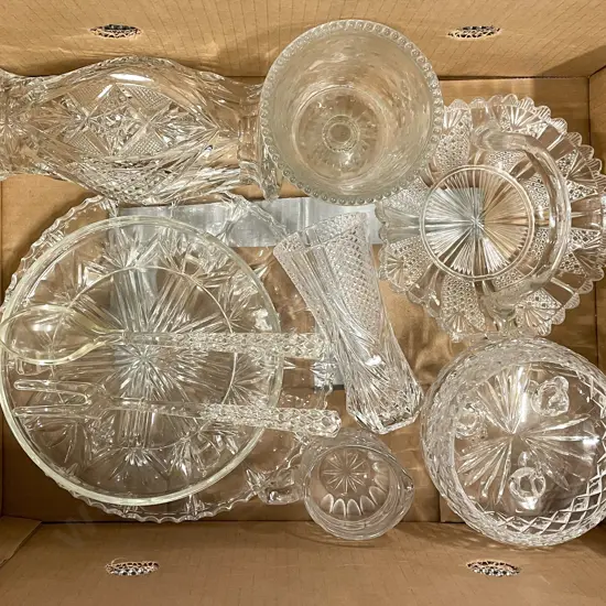 Box of Assorted Crystal and Glassware