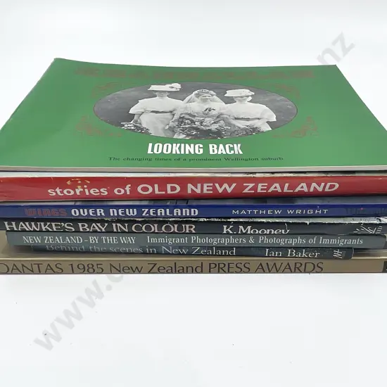 Seven Assorted NZ Non-Fiction Books Incl. Stories of Old New Zealand