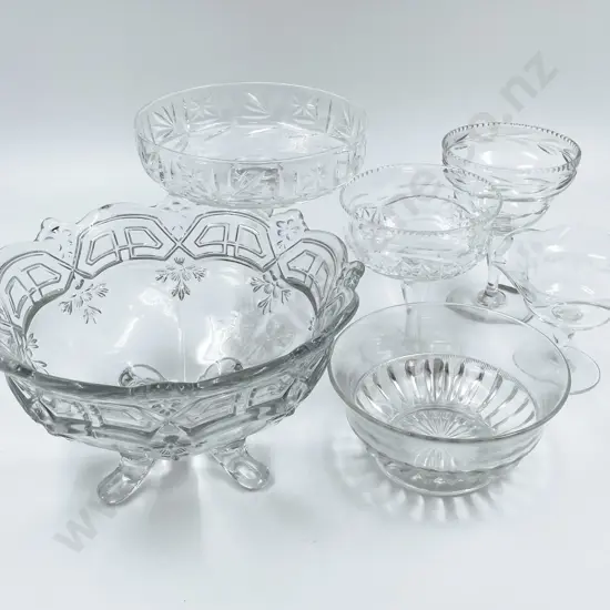 Small Qty of Assorted Crystal and Pressed Glass