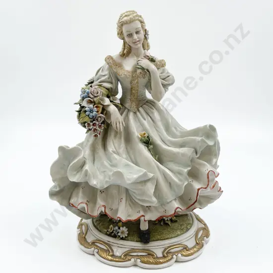 Fancy China Figure of Girl Picking Flowers