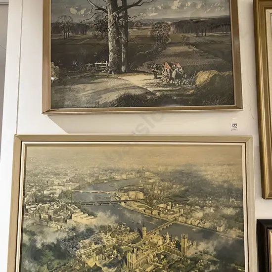 Rowland Hilder Print Together With Aerial View of London Print