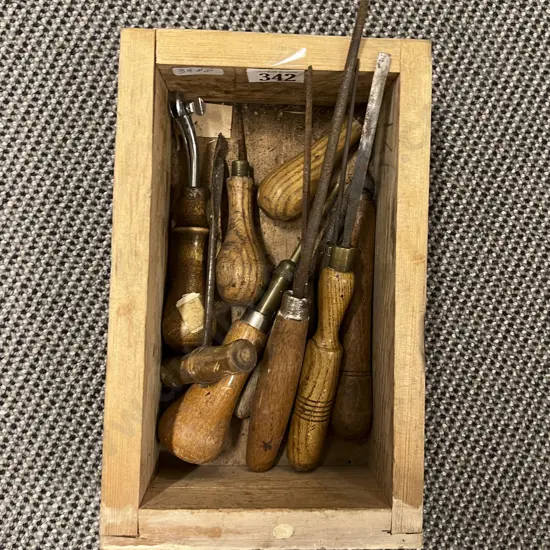 Box of Assorted Vintage Wooden Hand Tools