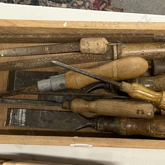 Box of Assorted Vintage Wooden Handled Tools