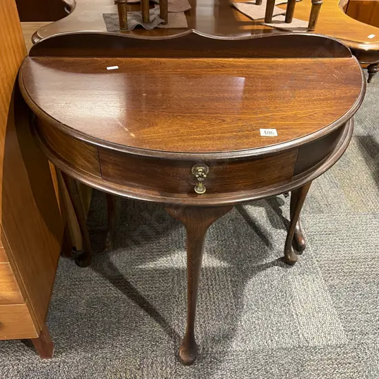 Mahogany Single Drawer D Shaped Hall Table