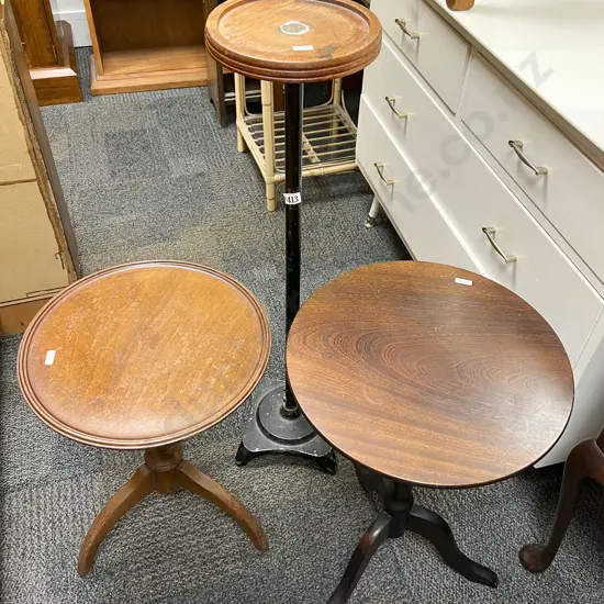 Plant Stand and Two Tripod Based Wine Tables