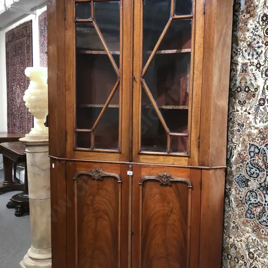 Victorian Mahogany Two Section Corner Cabinet