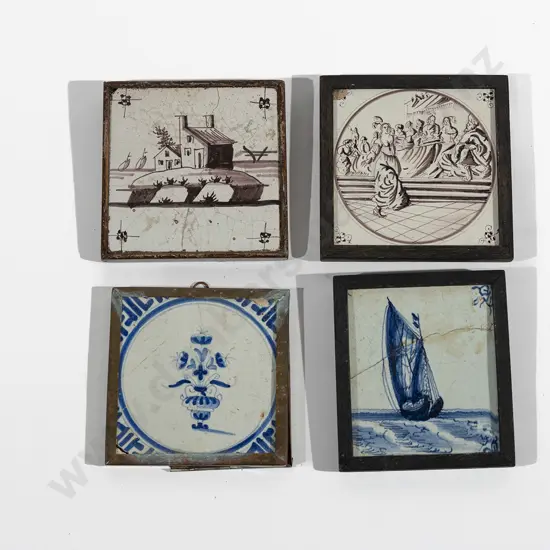 4 Late C18th or Early C19th Delft Tin Glazed Tiles