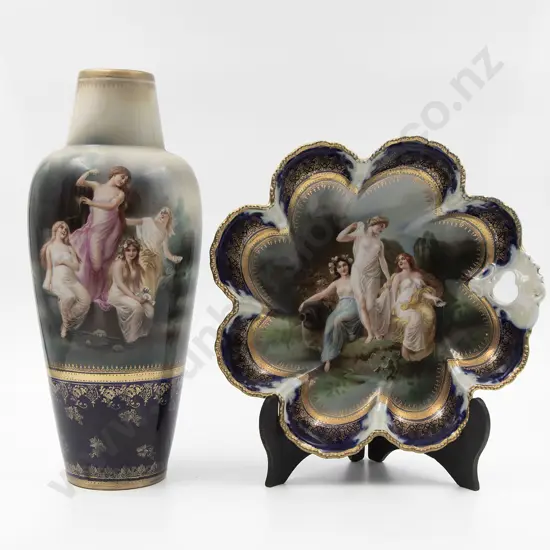 Early C20th Austrian Mantle Vase & Table Bowl