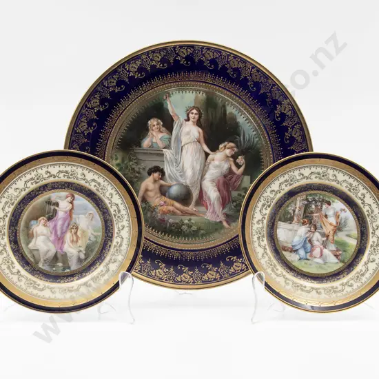 Unmarked Austrian Plate & Two Side Plates