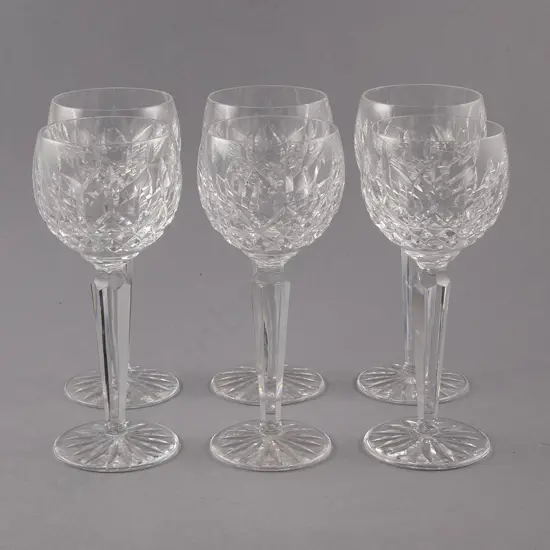 Waterford Crystal Six Tall Hock Glasses in Lismore Pattern